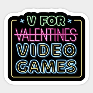 V Is for Victory: Neon Video Game Fun! Sticker